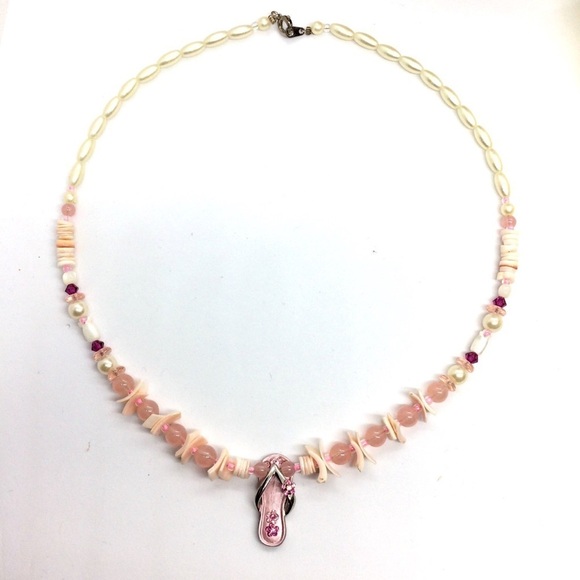 3/$30 FLIP FLOP CHARM NECKLACE SHELL FAUX PEARL BEACH VACATION - Picture 9 of 13